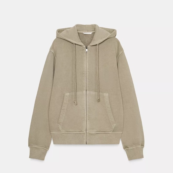 Zara Tops - ZARA Washed Effect Hoodie Stone 100% Cotton Size L NWT